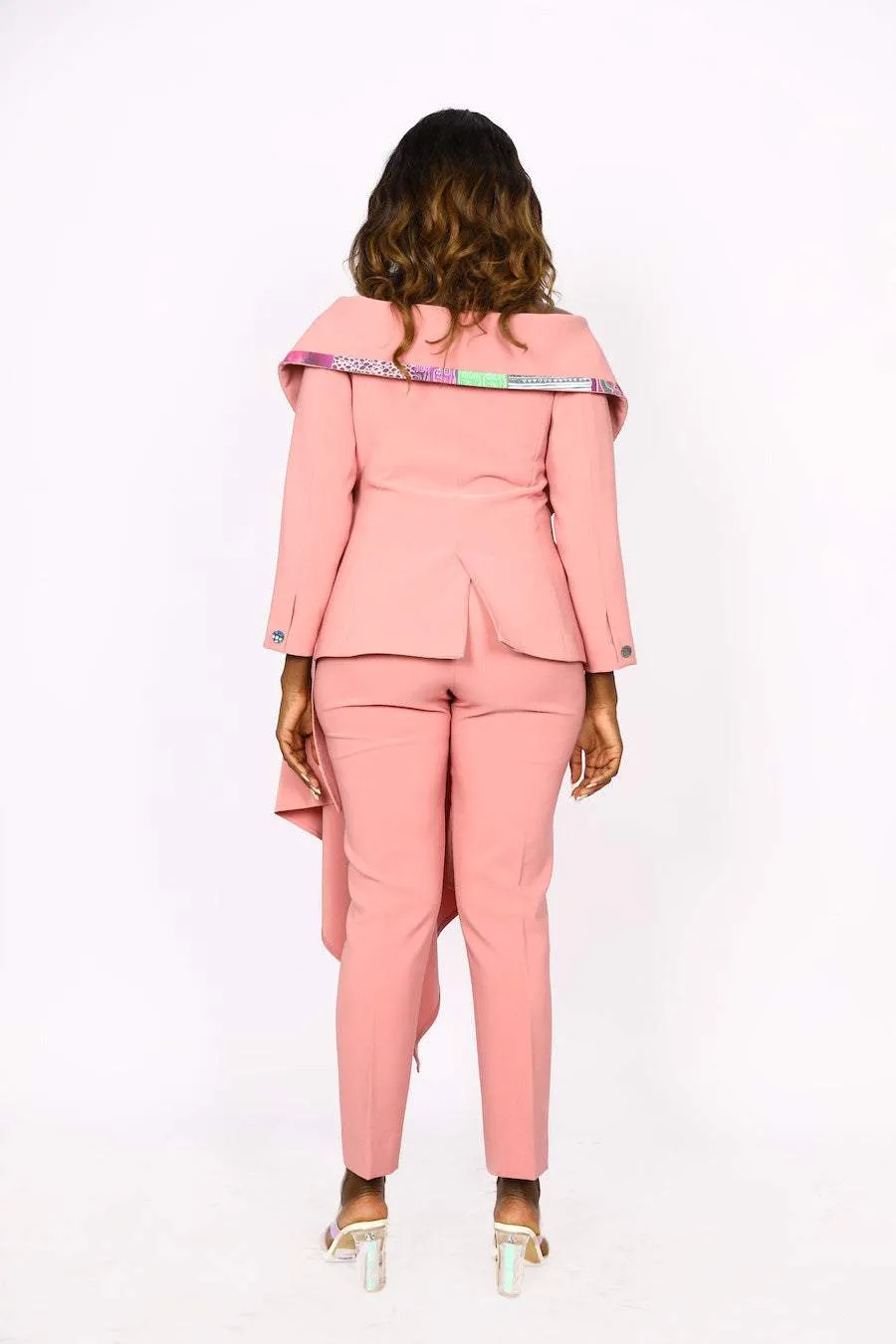 African Patched Stylish Pink Suit
