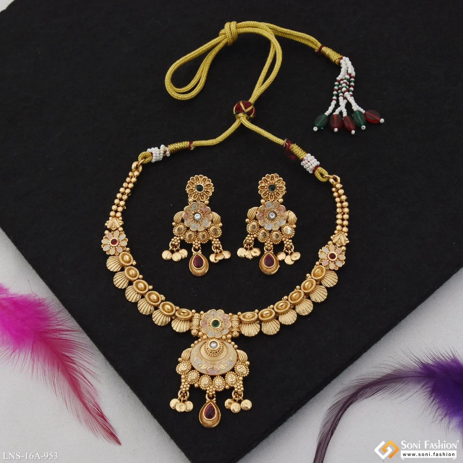 Artisanal Design Gold Plated Necklace Set for Women - Style A953