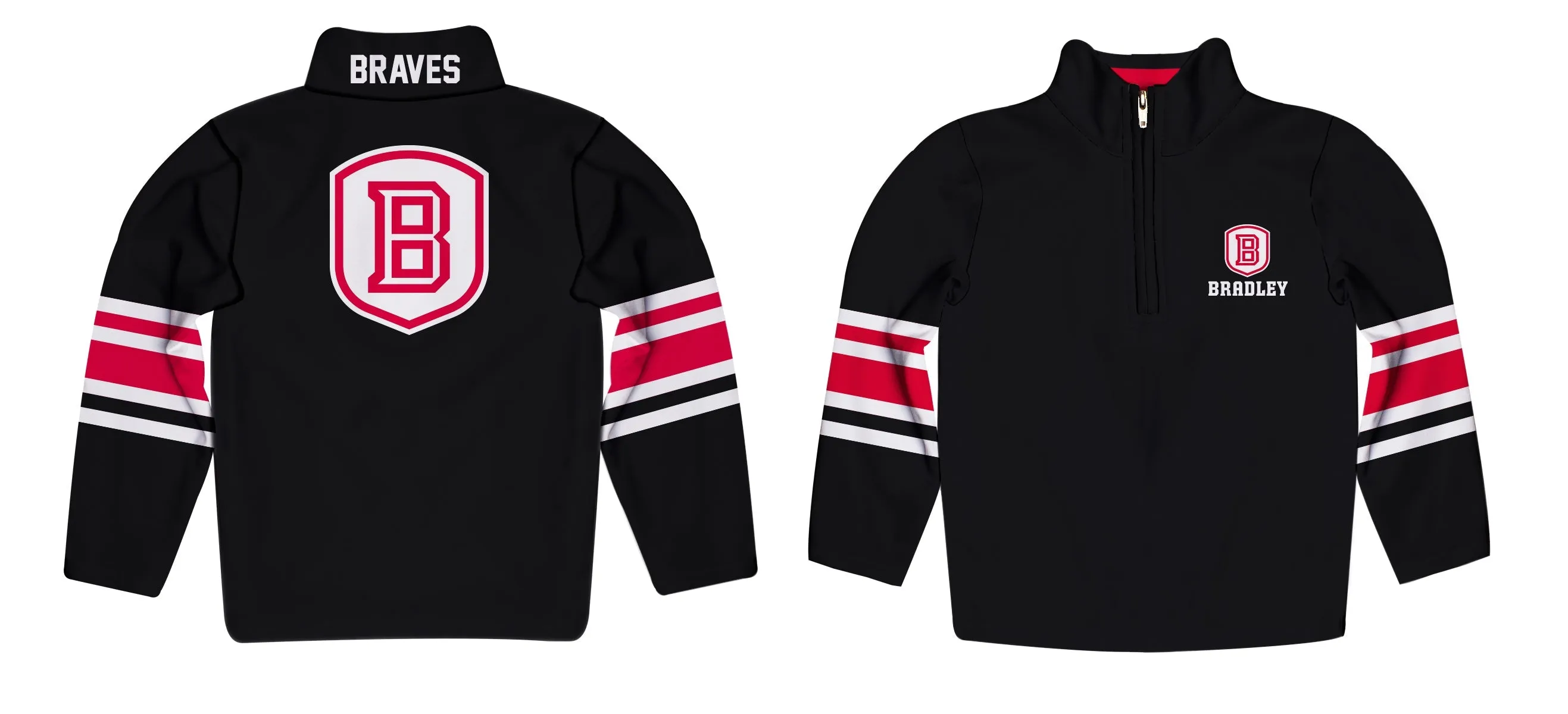 Bradley University Braves Game Day Black Quarter Zip Pullover Sweatshirt for Toddlers and Youth