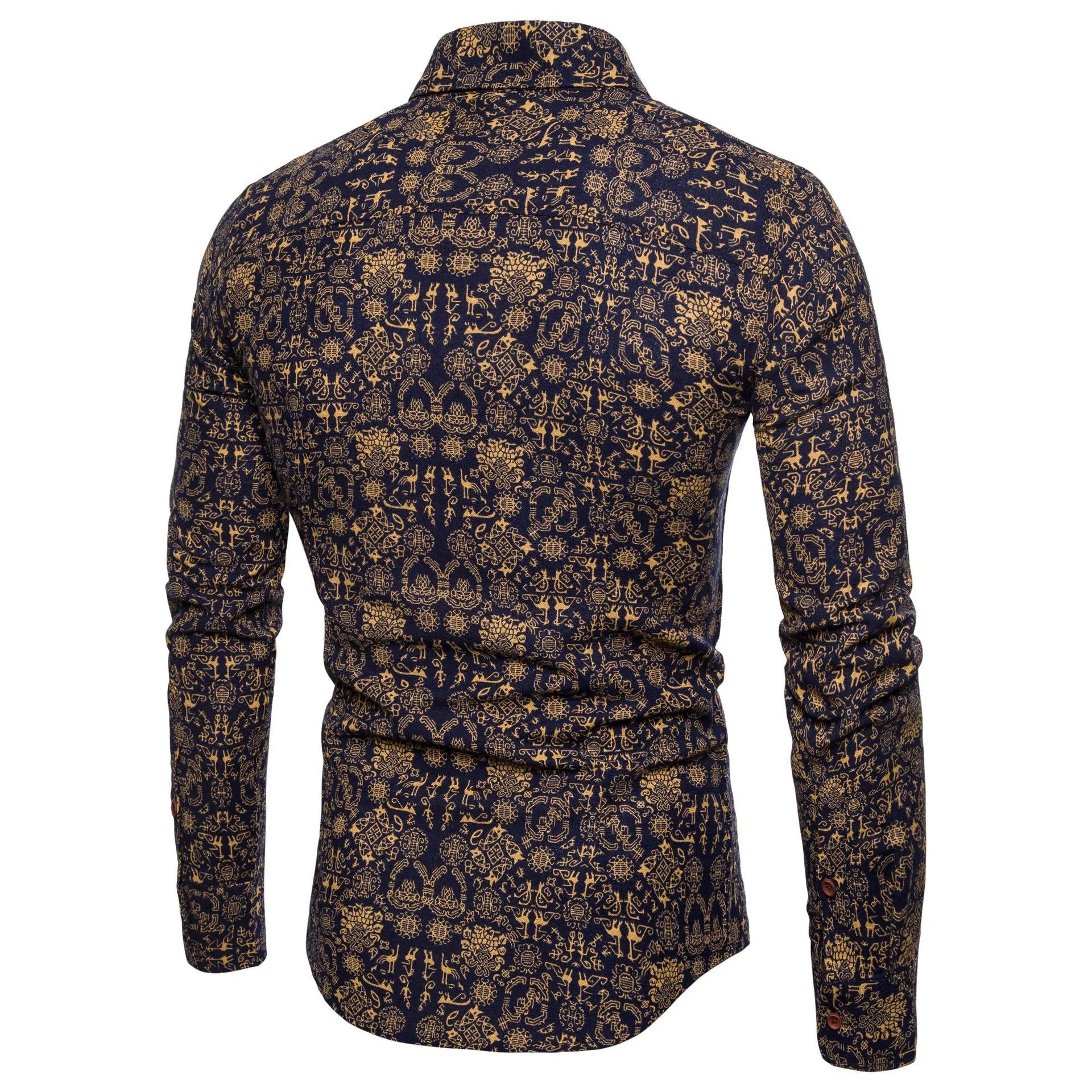 Fashion Simple Men's Long-sleeved Floral Shirt