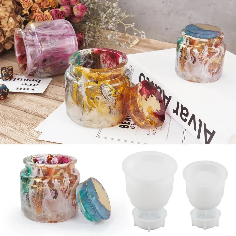 Jar Silicone Resin Mold with Lid