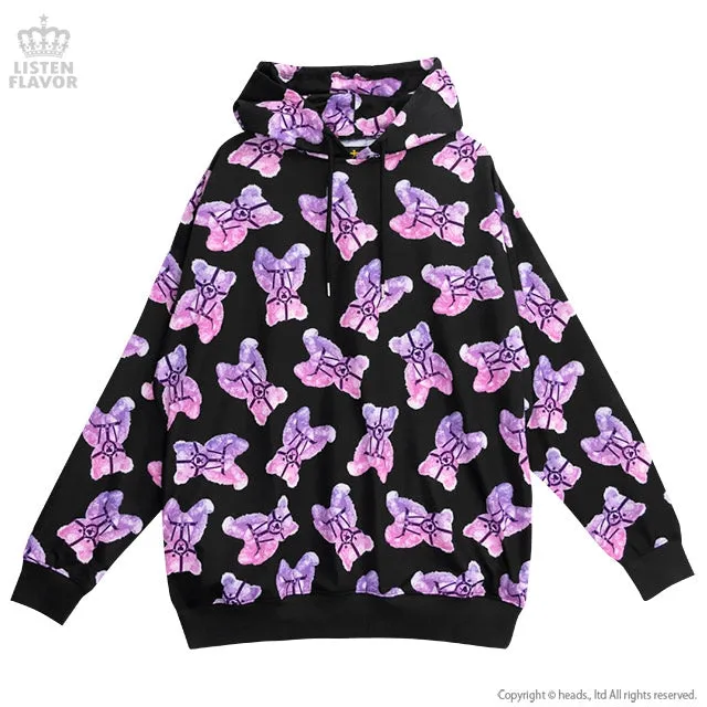 Listen Flavor Purple Strap Bear Pullover Hoodie