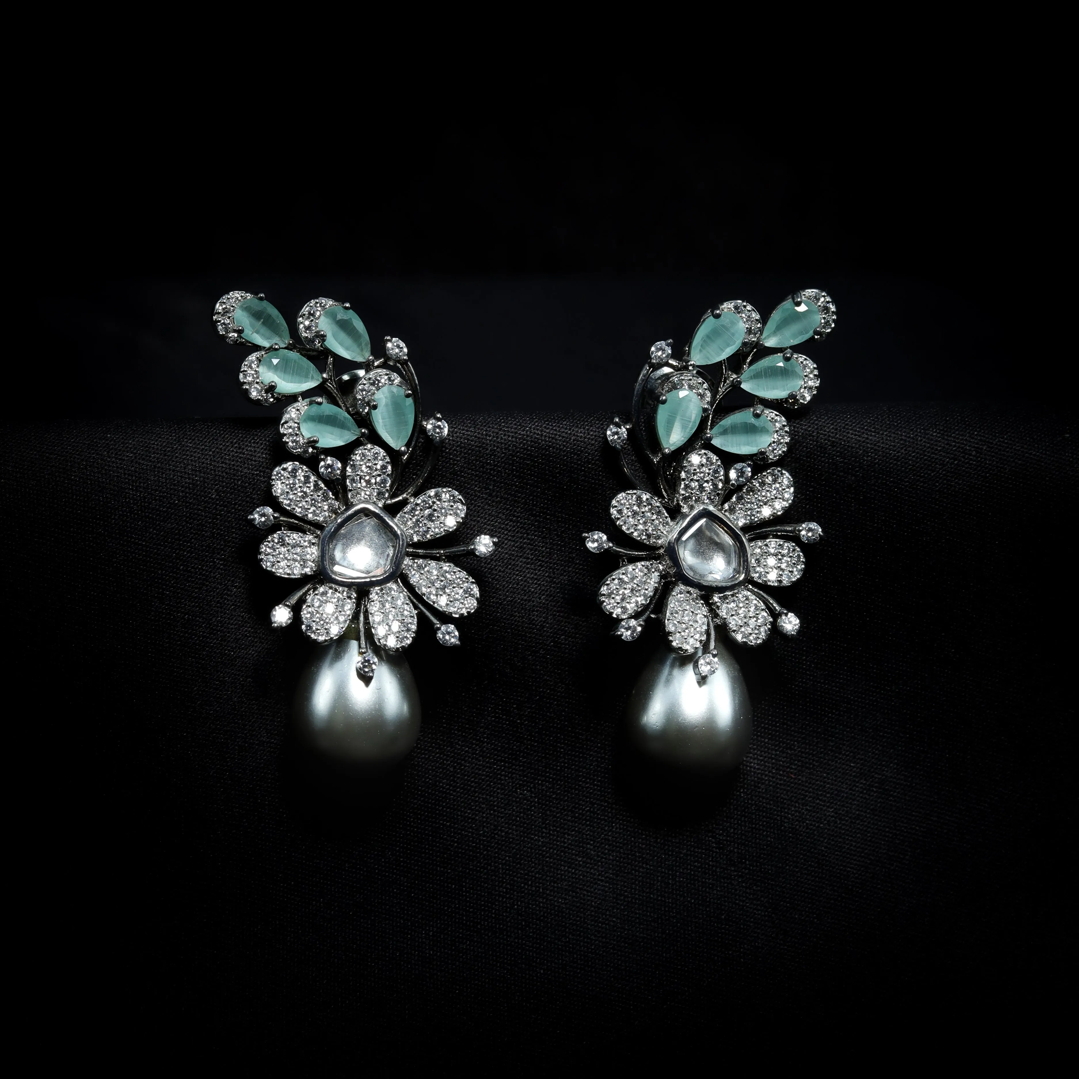 Mint Green Zircon/AD Earring 16013-3160