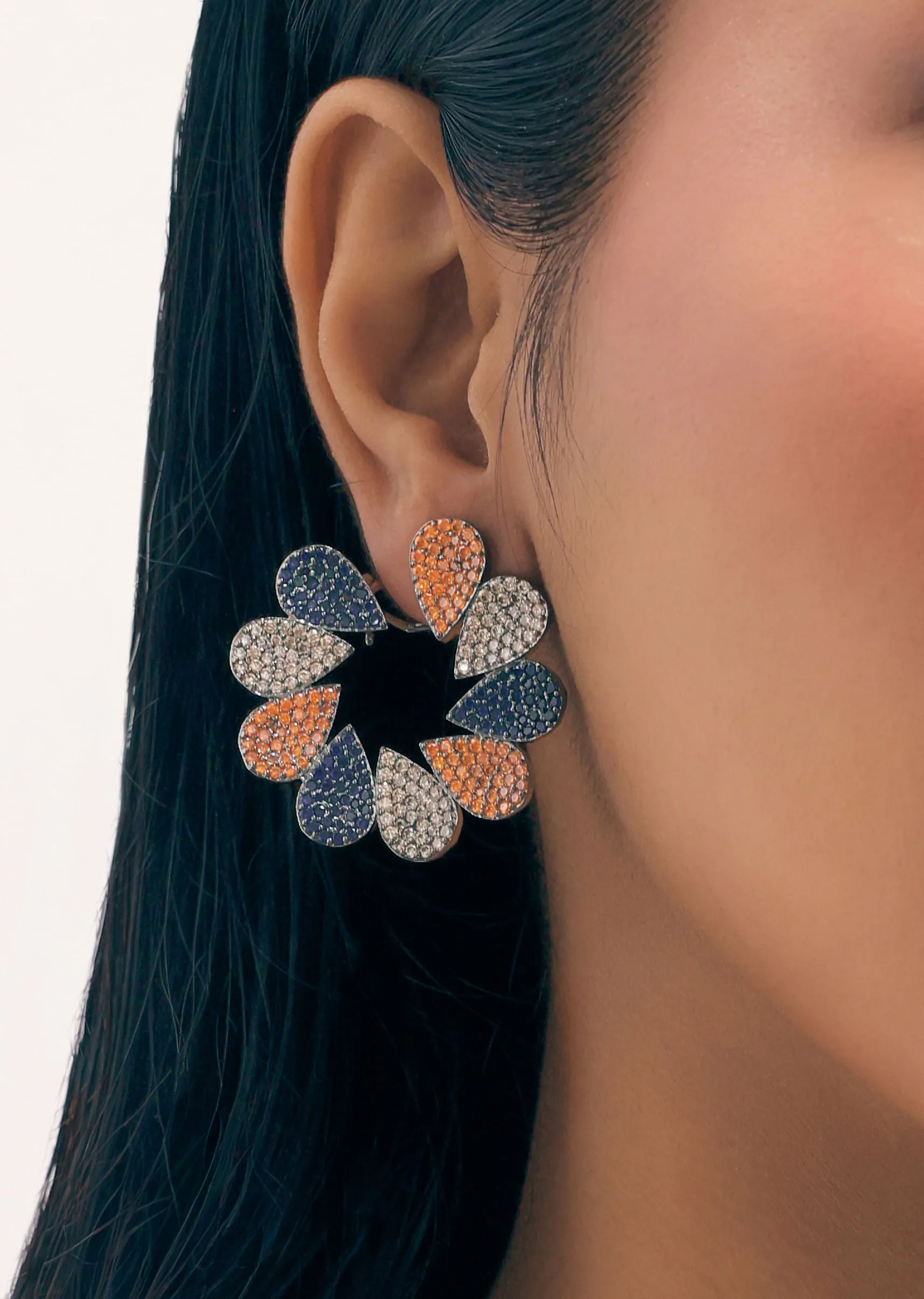 Multicolour Diamond Dangler Earrings
