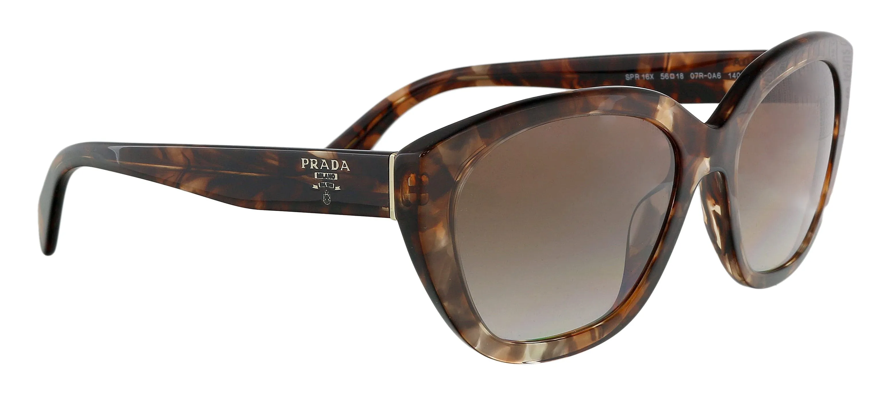 Prada 0PR 16XS 07R0A6 Full Rim Havana  Cateye Sunglasses