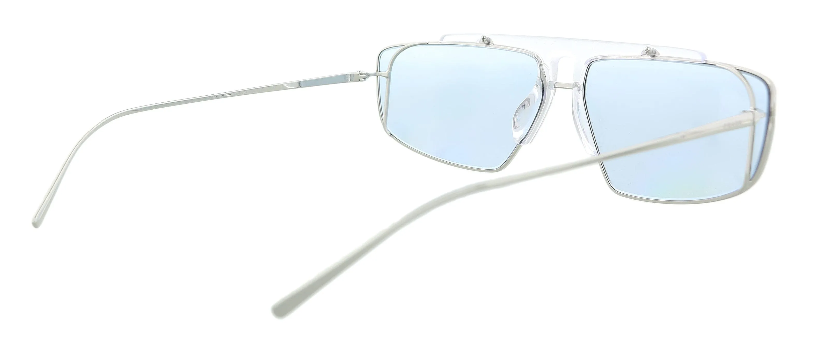 Prada 0PR 50VS 3014Q2 Silver Clear Rectangle Sunglasses