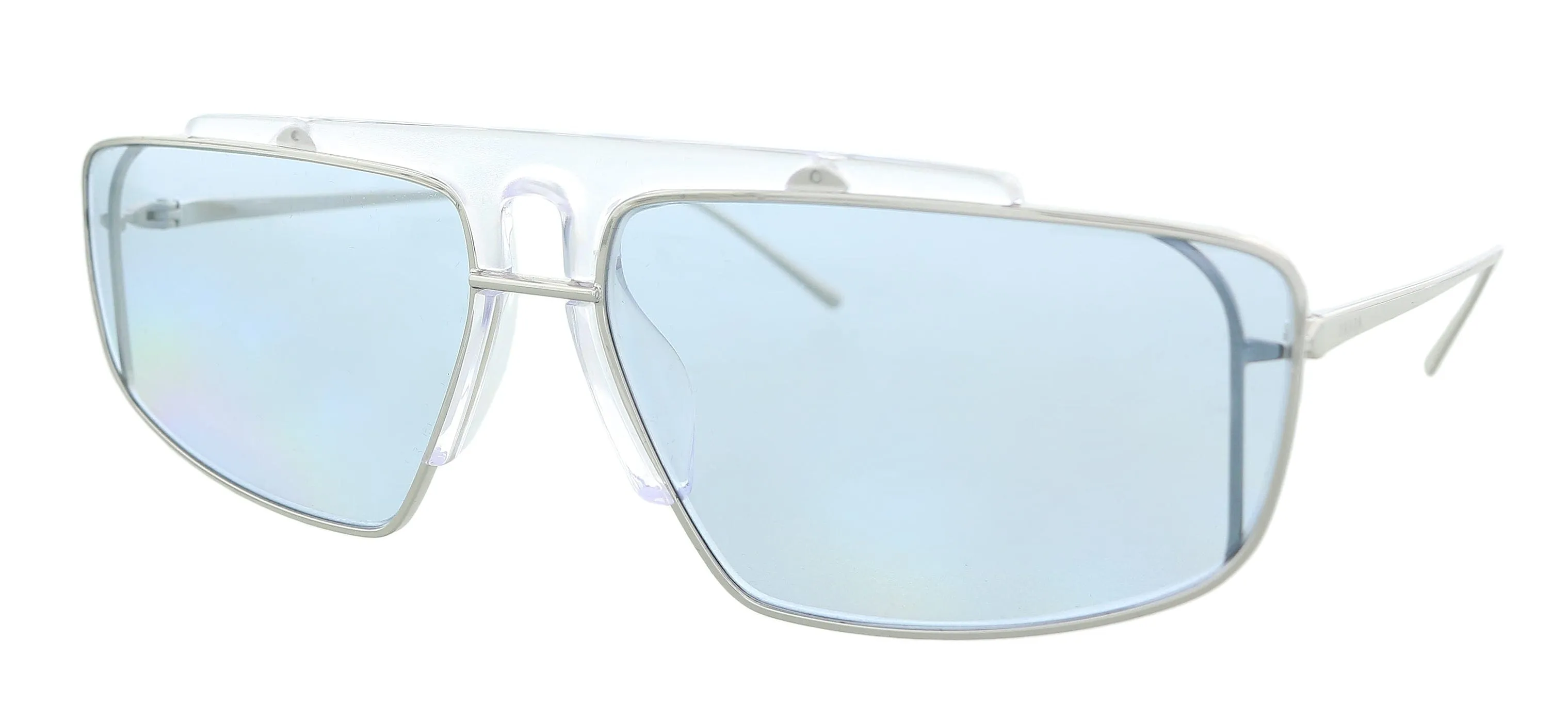 Prada 0PR 50VS 3014Q2 Silver Clear Rectangle Sunglasses