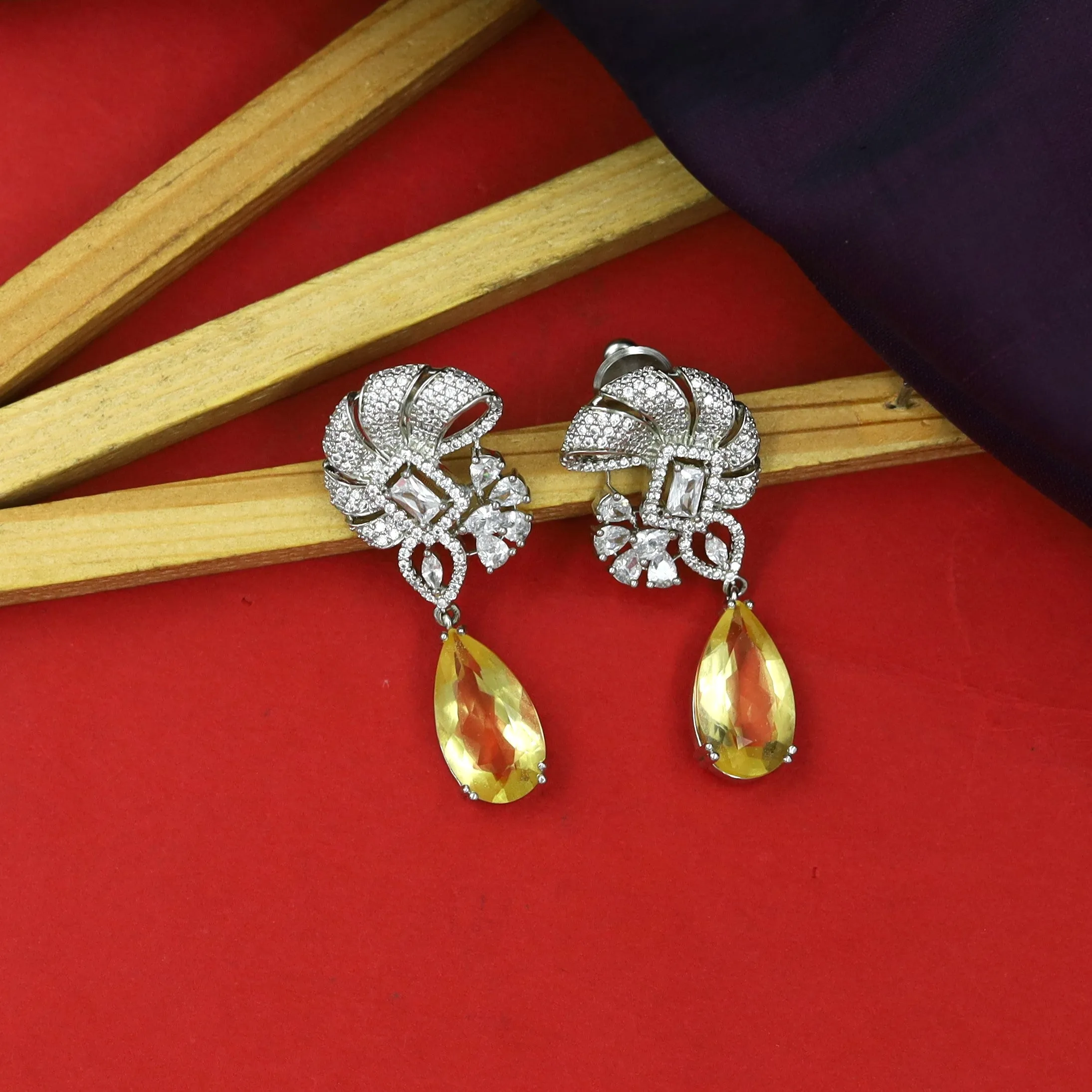 Silver Polish Zircon/AD Earring 6694-69
