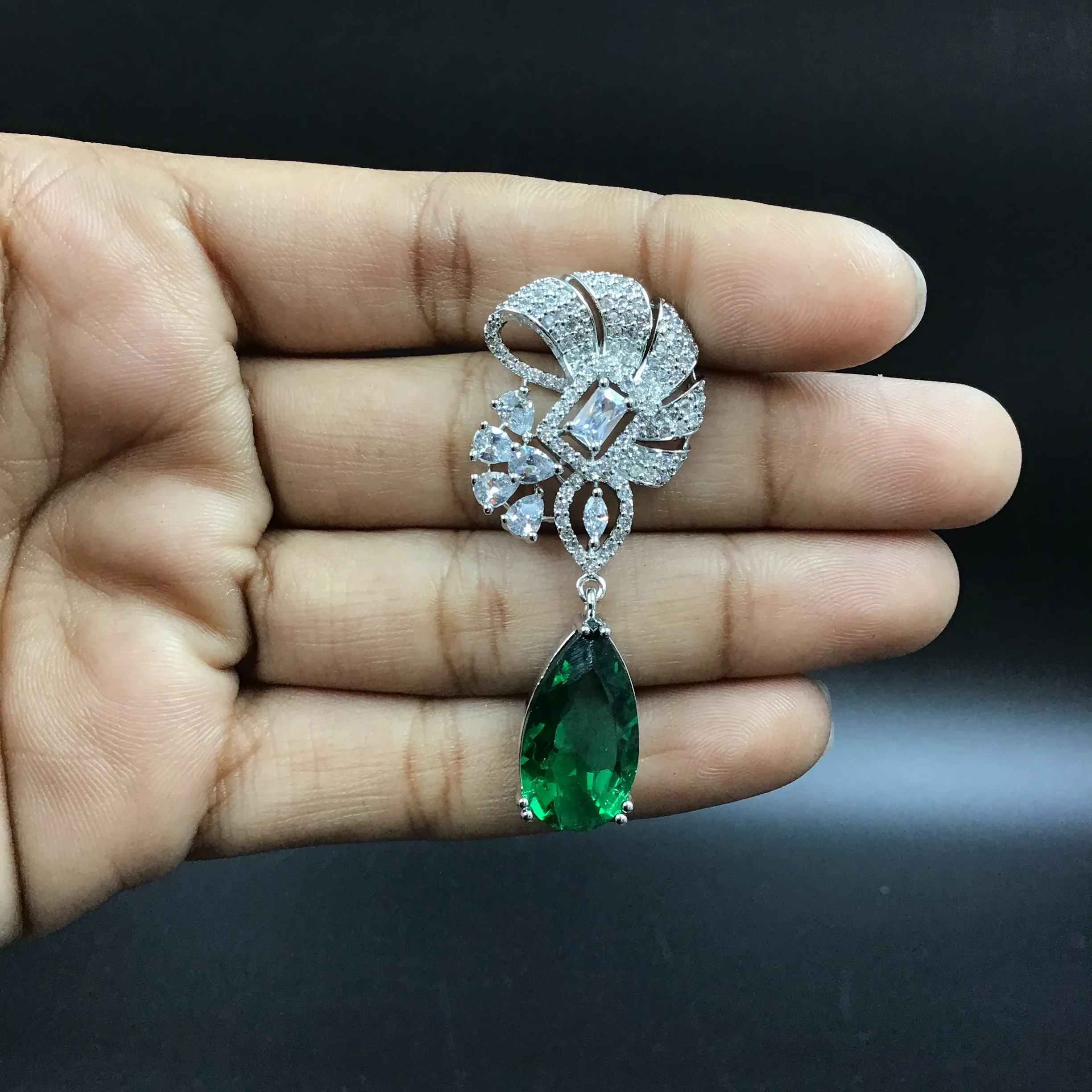 Silver Polish Zircon/AD Earring 6694-69
