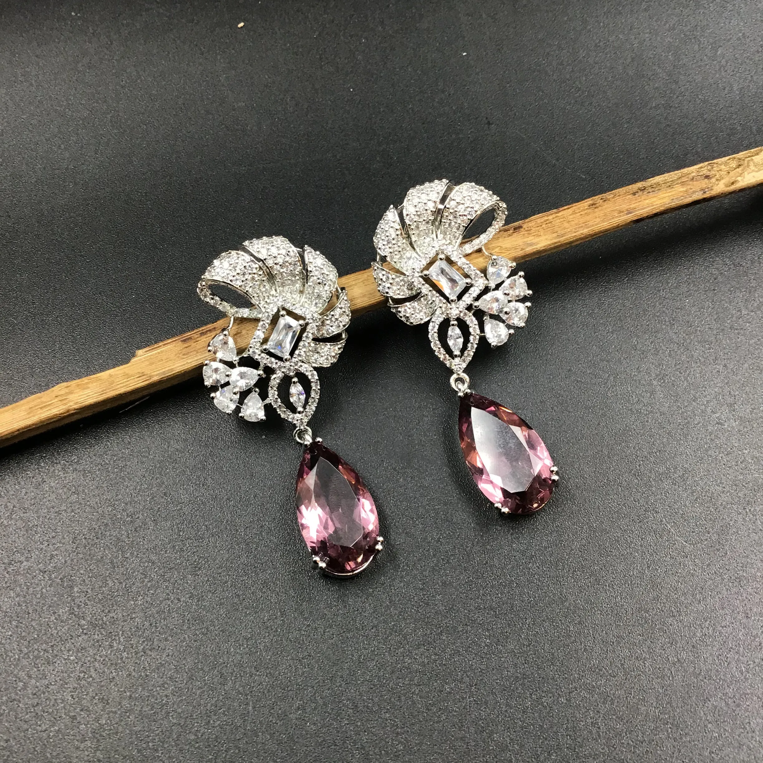 Silver Polish Zircon/AD Earring 6694-69