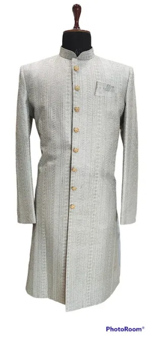 Stylish pale grey sherwani