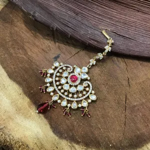 Stylish Ruby Kundan Maang Tikka