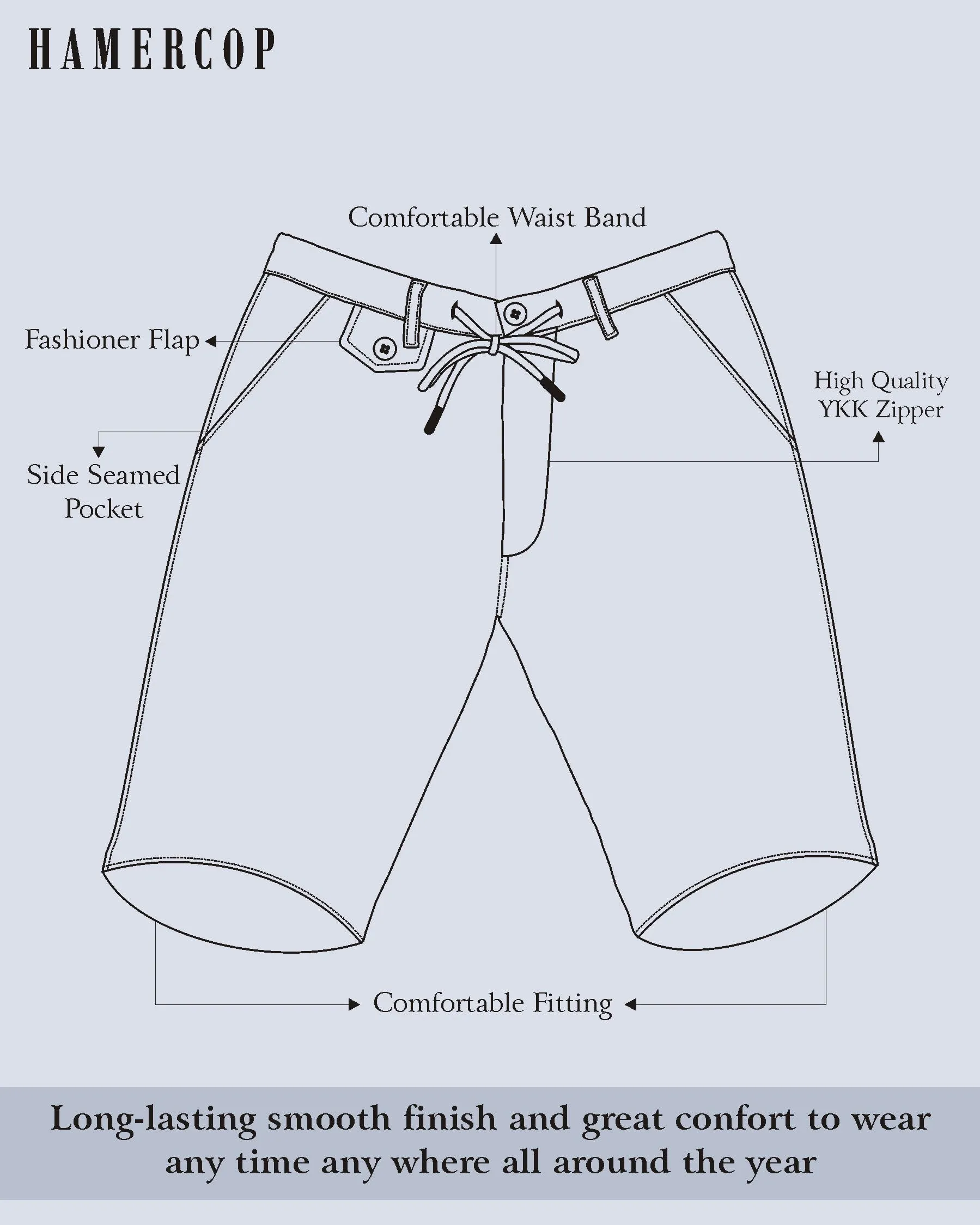 Stylish Solid Khaki Stretch Cotton Shorts