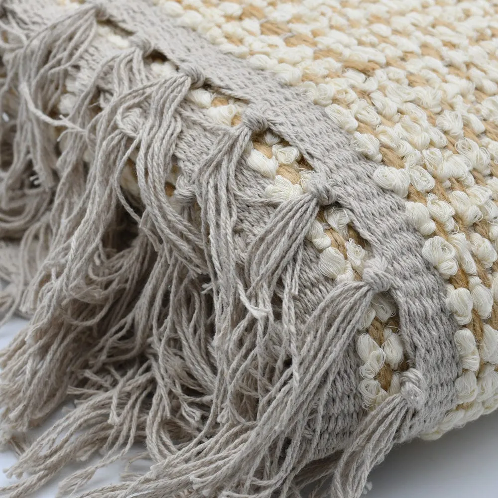 Tapis artisanal en sisal et coton 160x95 - Blanc