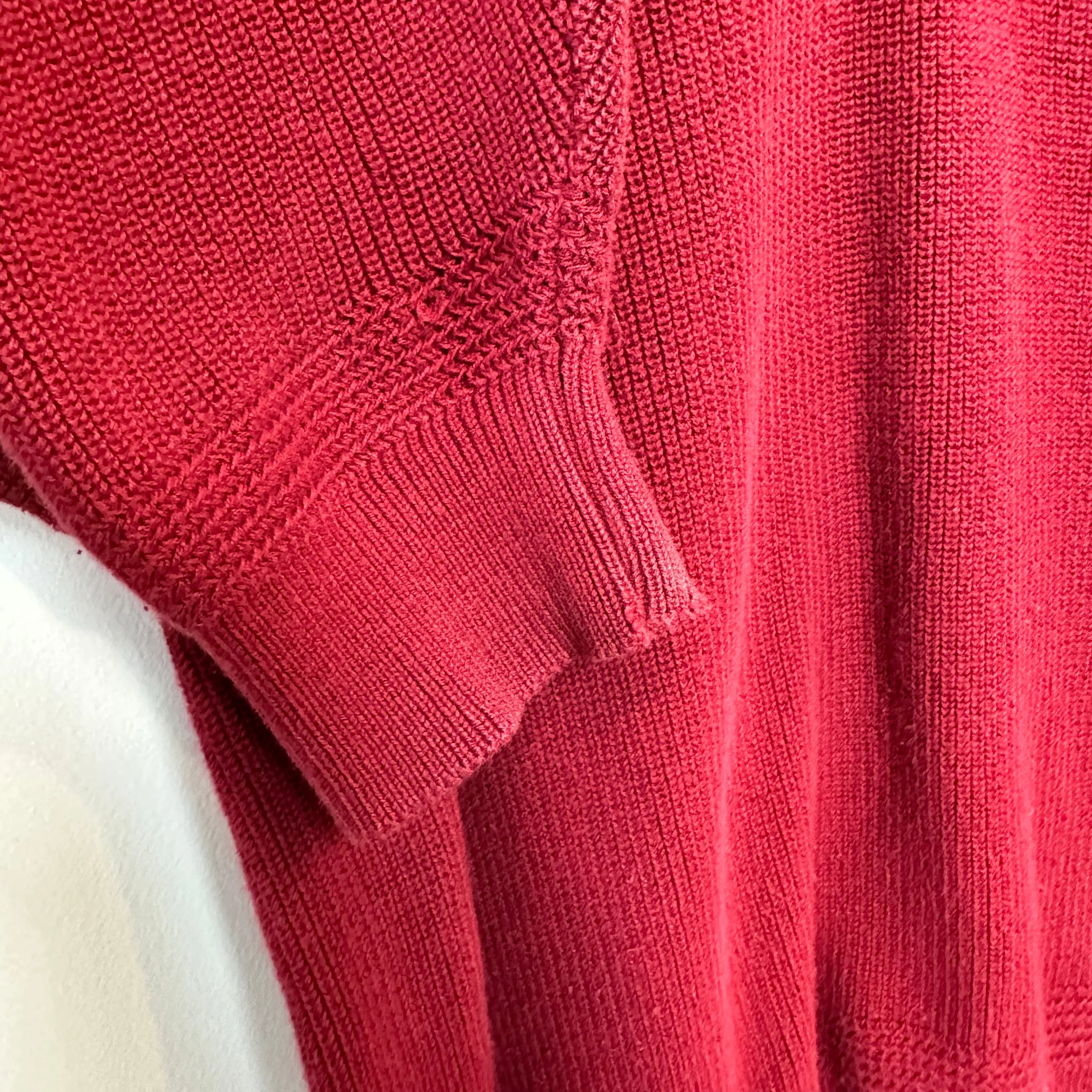 Vintage 90s Land's End Red Henley Sweater Knit Pullover Grandpa Cotton Large