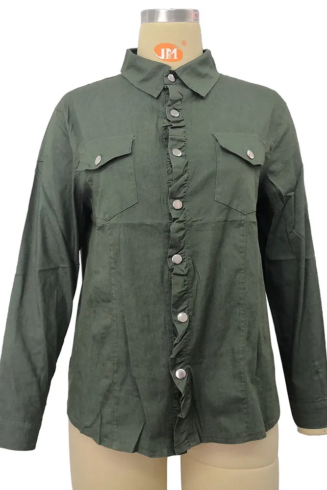 Winter Outfits Button Down Pockets Jacket Women